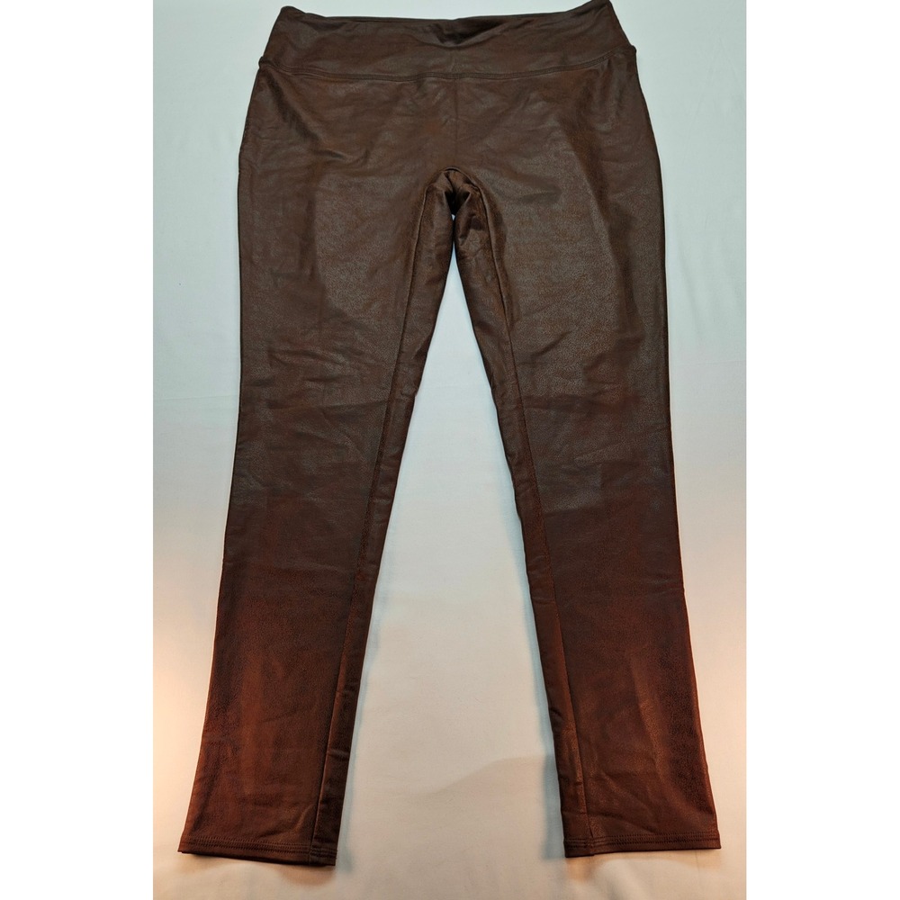 All Worthy Hunter McGrady Brown Faux Leather Leggings Womens XLT High Waist
